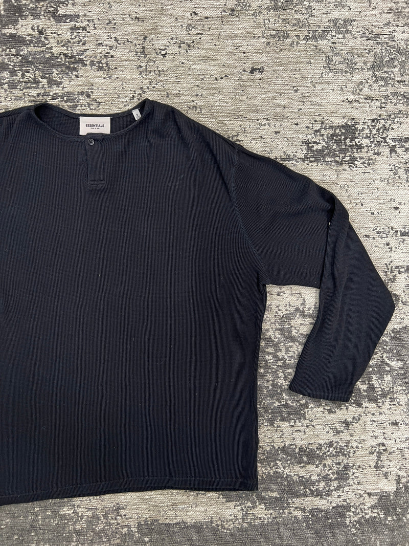 PRE LOVED - ESSENTIALS BLACK WAFFLE LONG SLEEVE