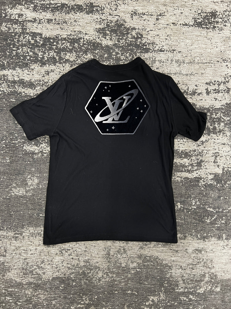 PRE-LOVED - LOUIS VUITTON BLACK COTTON & JACQUARD VELOUR SATELLITE T SHIRT