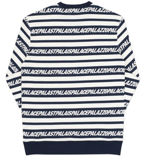 PALACE MULTI LINGUAL CREW NAVY/WHITE - The Edit Man London Online
