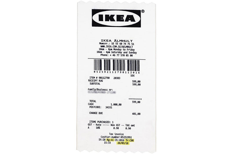 VIRGIL ABOLH X IKEA MARKERAD RECEIPT RUG - The Edit LDN