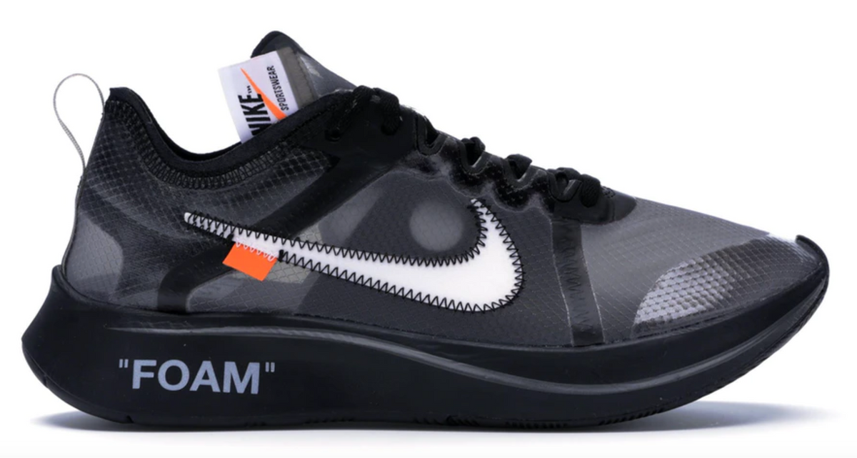 Nike zoom fly off white black silver online
