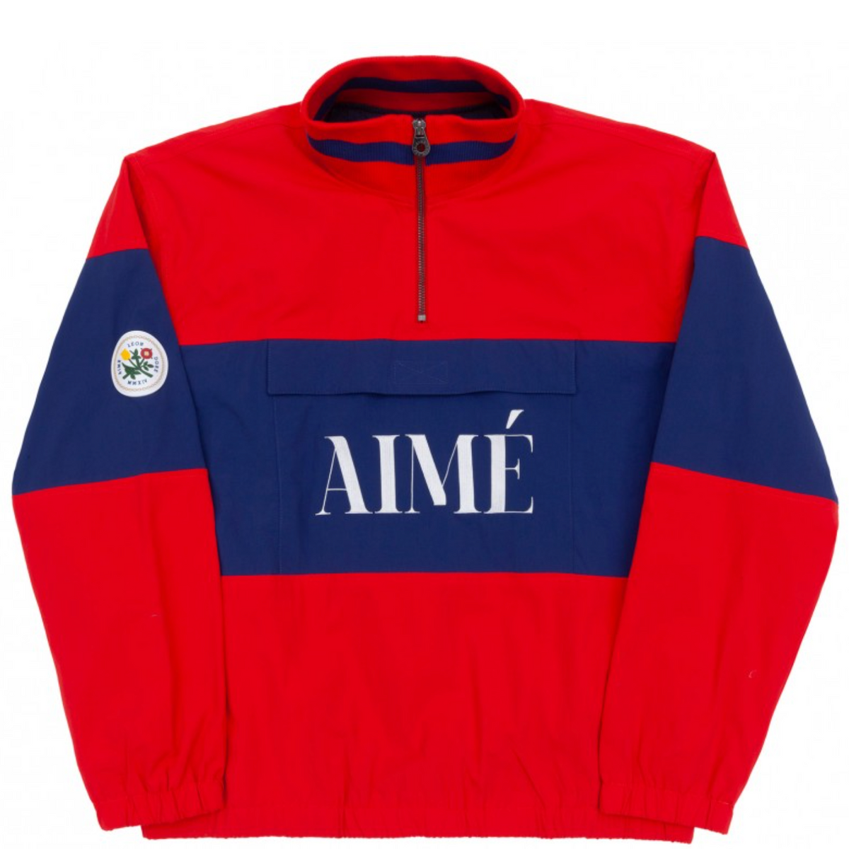 AIME LEON DORE LOGO QUARTER ZIP POPOVER RED JACKET HELMUT LANG