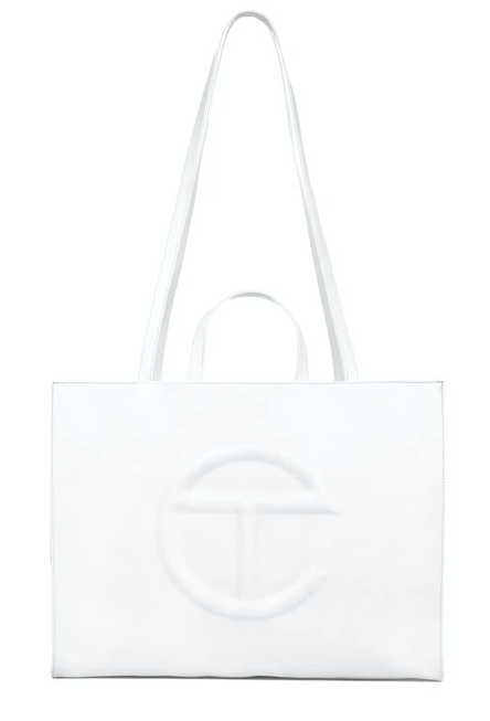 TELFAR SHOPPING BAG LARGE WHITE - 8BS010 - Borsa tote 4 Dritta Nero - White  Leather and Mesh Mon Tresor Mini Crossbody Bucket Bag