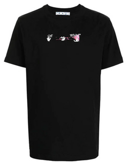 CAMISETA FLECHA ACRÍLICA OFF WHITE BLANCO FUCSIA