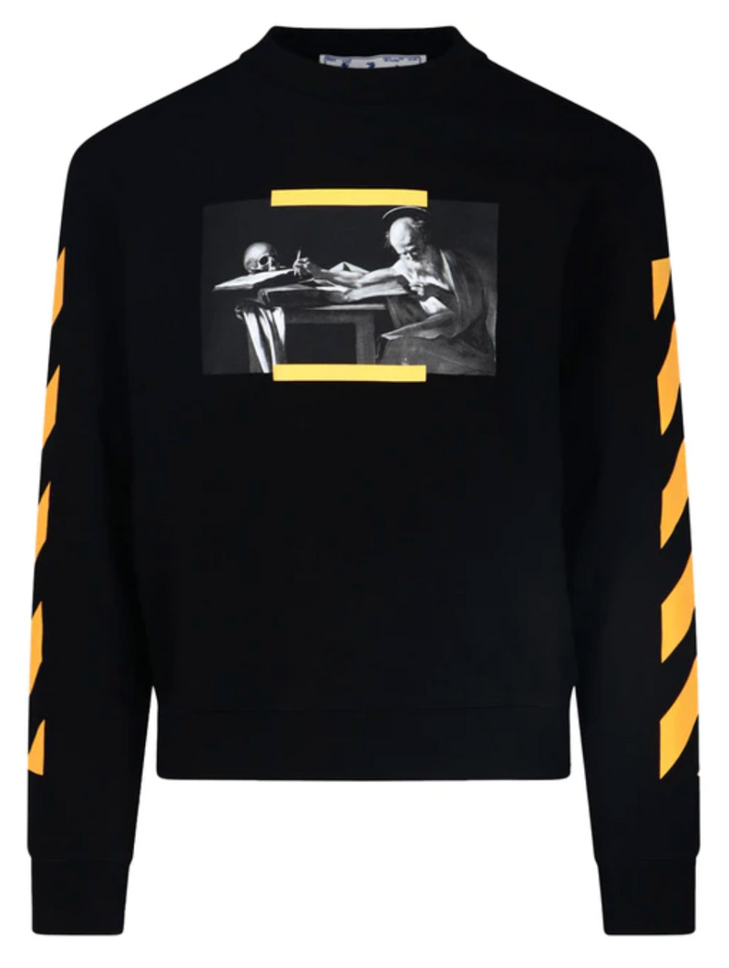 OFF-WHITE PAINTING SLIM CREWNECK BLACK MULTICOLOR