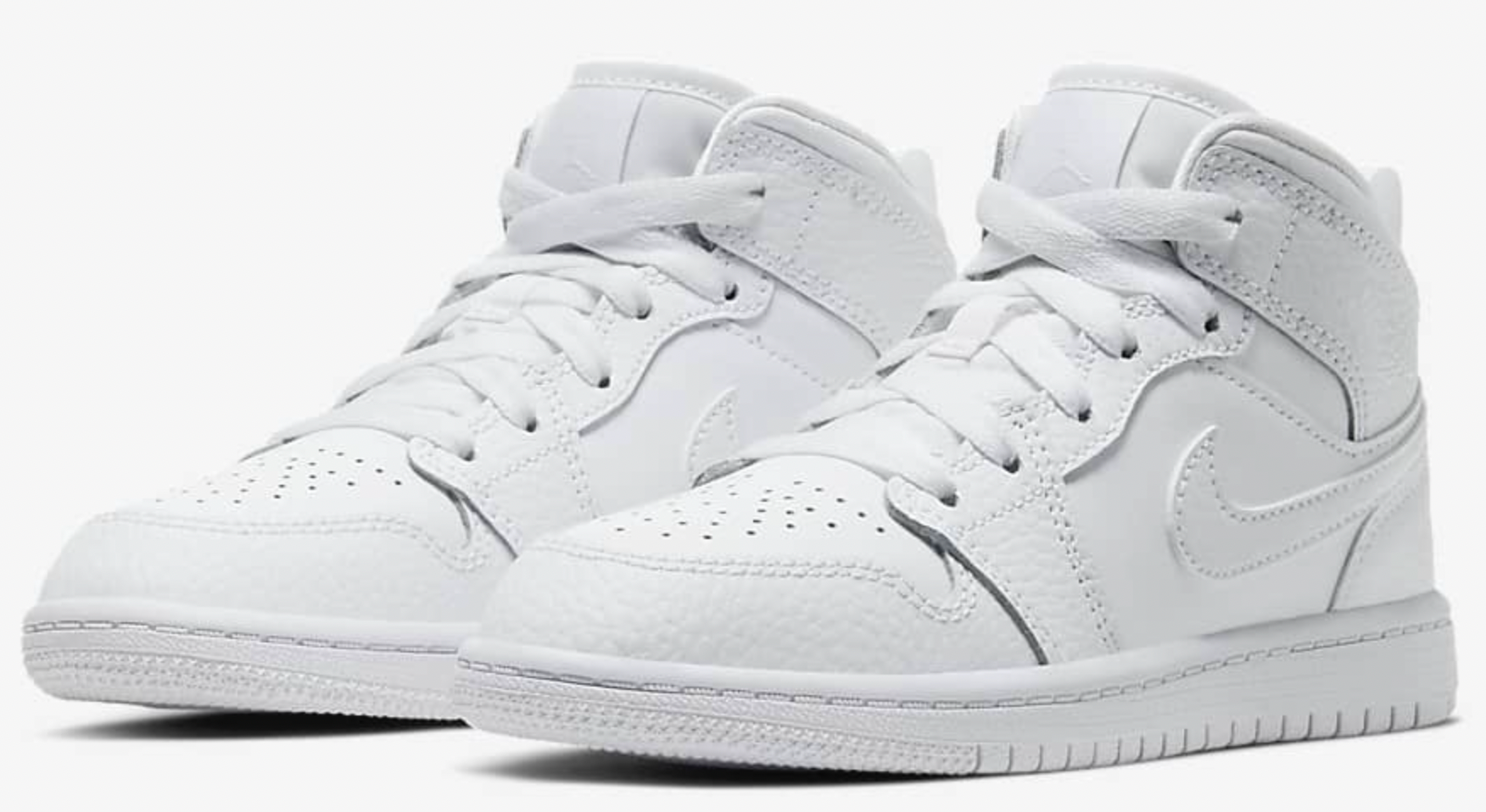 KIDS JORDAN 1 MID TRIPLE WHITE (2021) (PS)