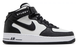 NIKE AIR FORCE 1 MID STUSSY LIGHT BONE SCHWARZ