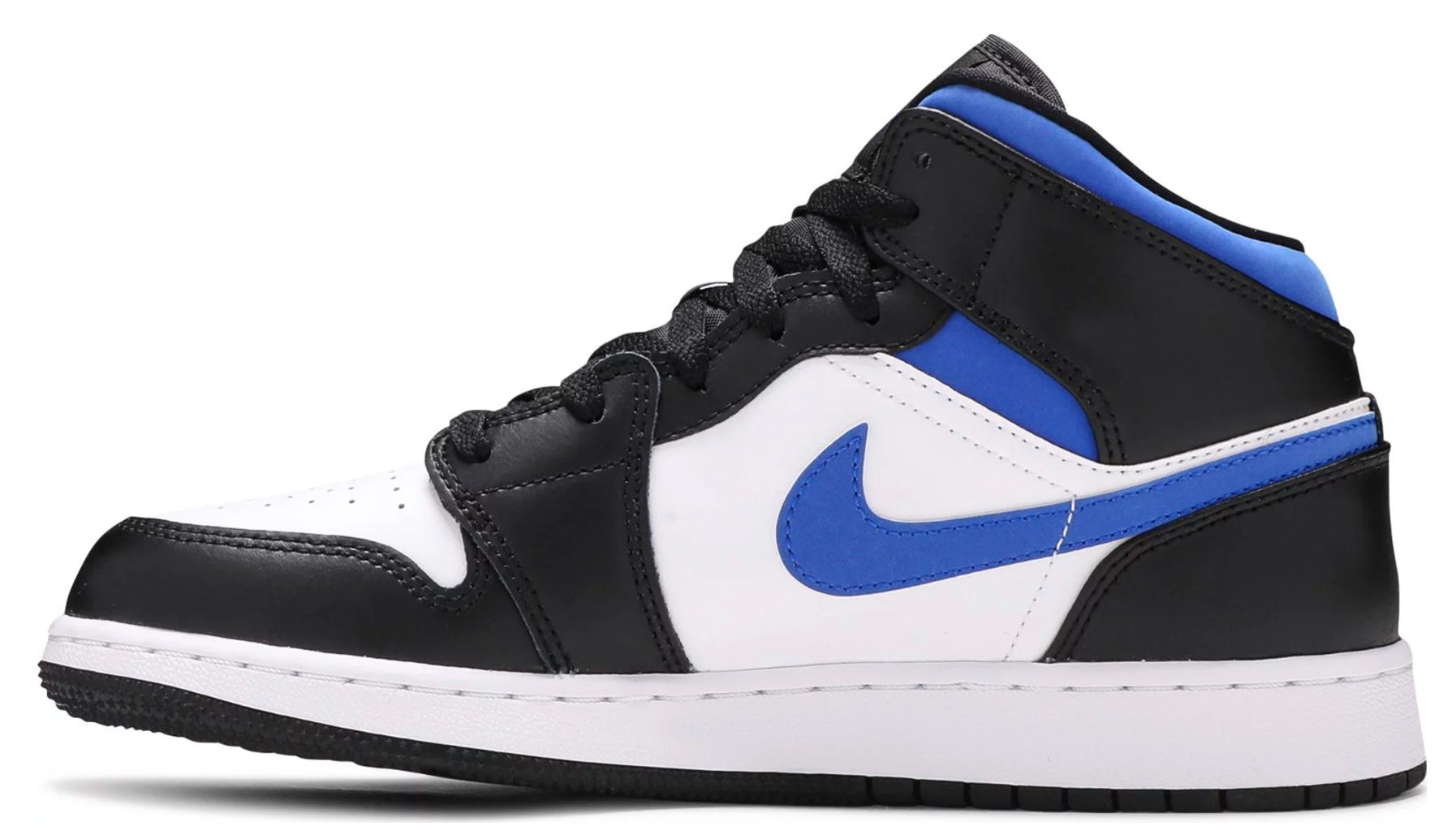 JORDAN 1 MID WHITE BLACK RACER BLUE (GS)