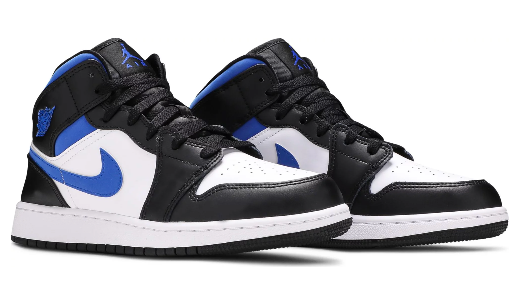 JORDAN 1 MID WHITE BLACK RACER BLUE (GS)