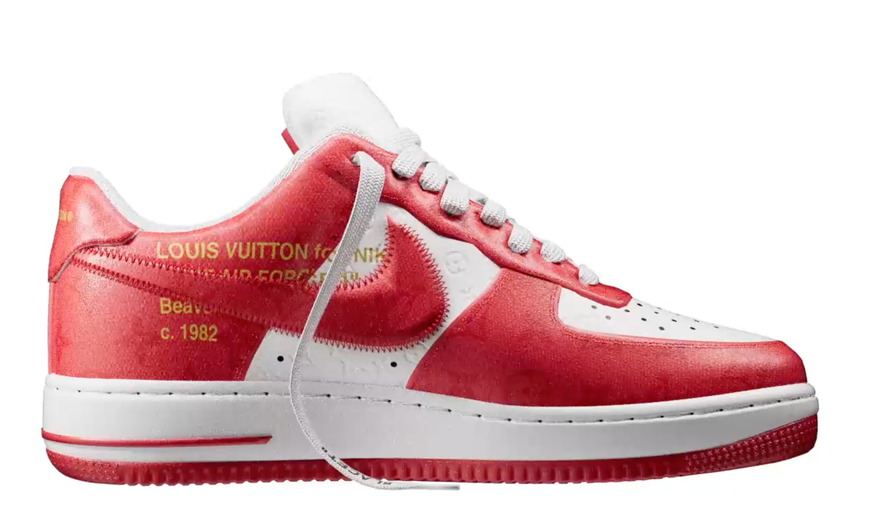 Louis Vuitton Nike Air Force 1 Low By Virgil Abloh Metallic Gold 100%  Authentic
