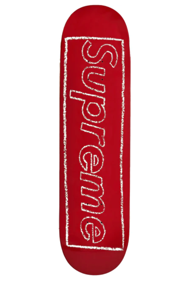 Supreme KAWS Chalk Logo Skateboard Deck Rojo 