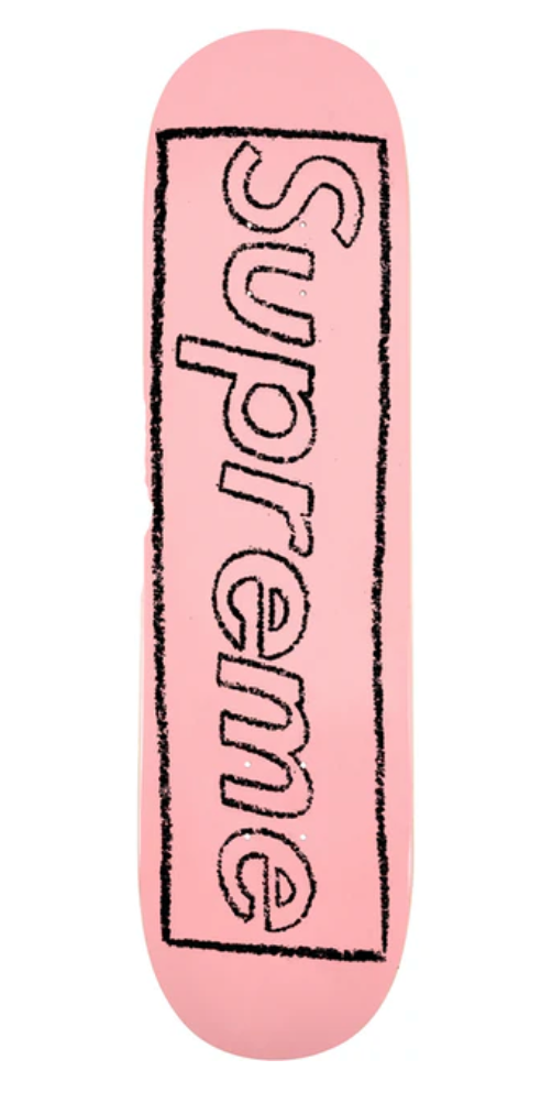 Supreme KAWS Chalk Logo Skateboard Deck Rosa 