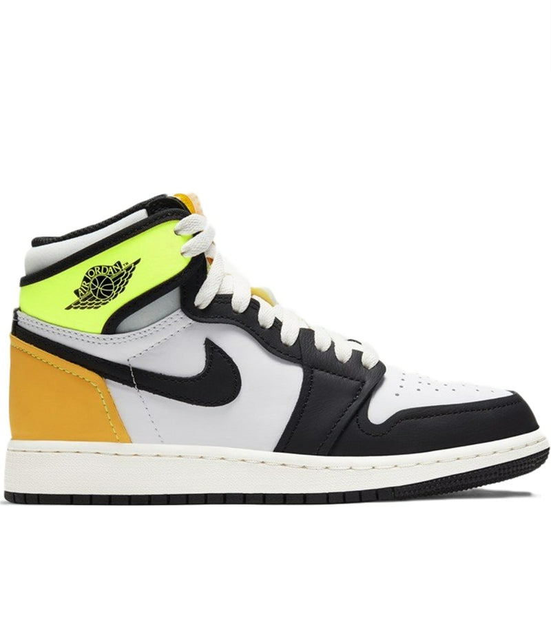 JORDAN 1 RETRO HIGH WHITE BLACK VOLT UNIVERSITY GOLD (GS) - The Edit LDN