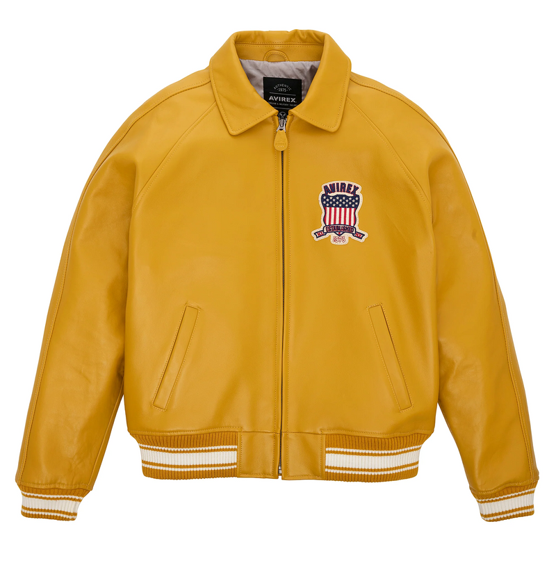 AVIREX ICON LEATHER JACKET MUSTARD