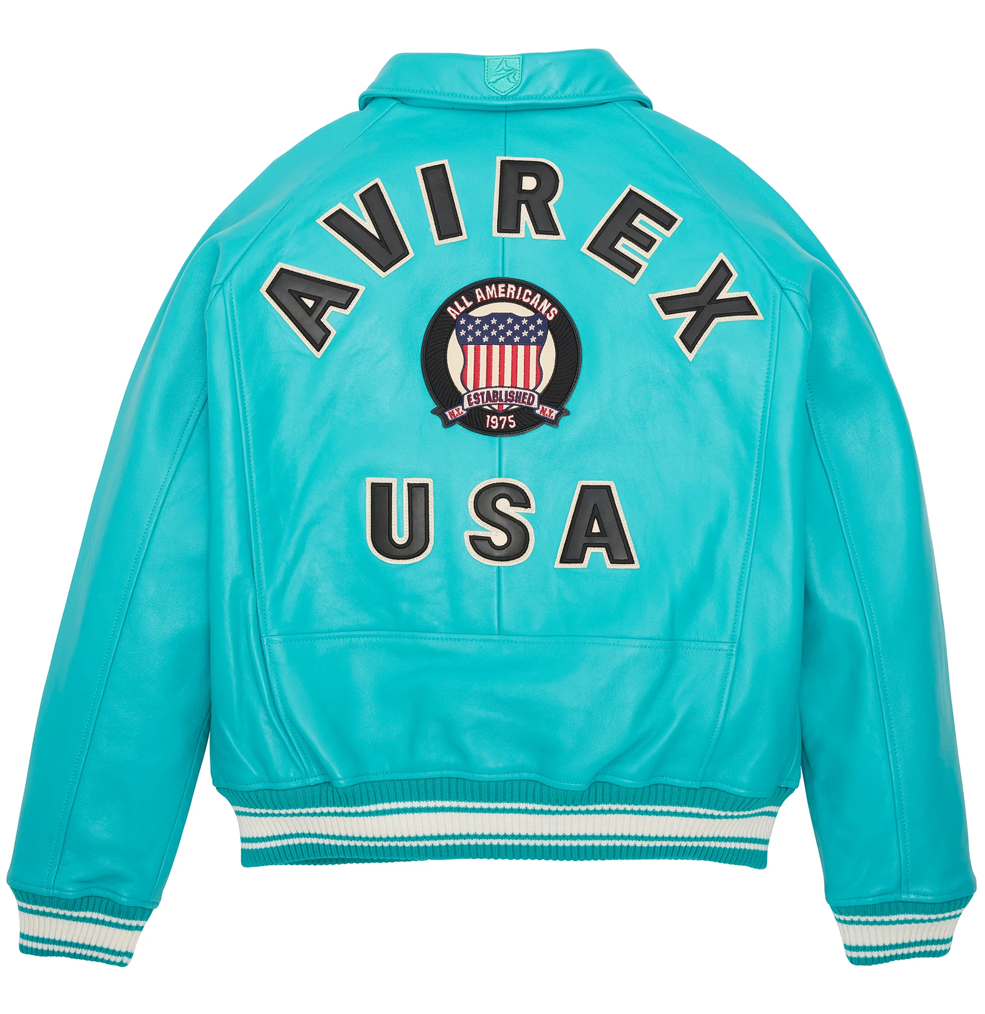 AVIREX ICON LEATHER JACKET TURQUOISE