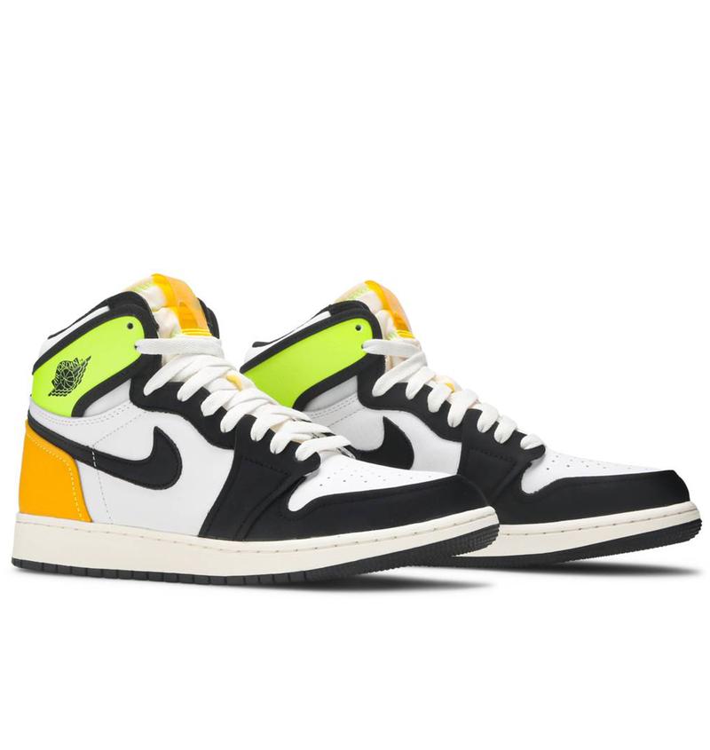 JORDAN 1 RETRO HIGH WHITE BLACK VOLT UNIVERSITY GOLD (GS) - The Edit LDN