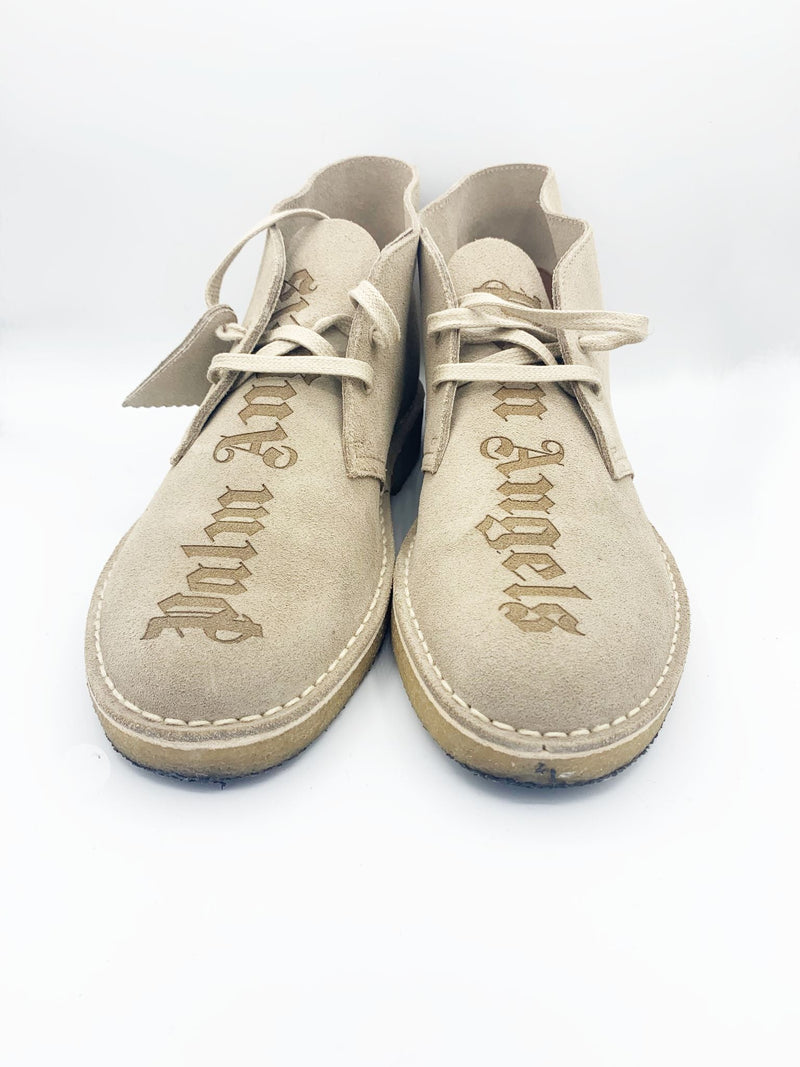PRE LOVED - PALM ANGELS X CLARKS LOGO DESERT BOOTS - The Edit LDN