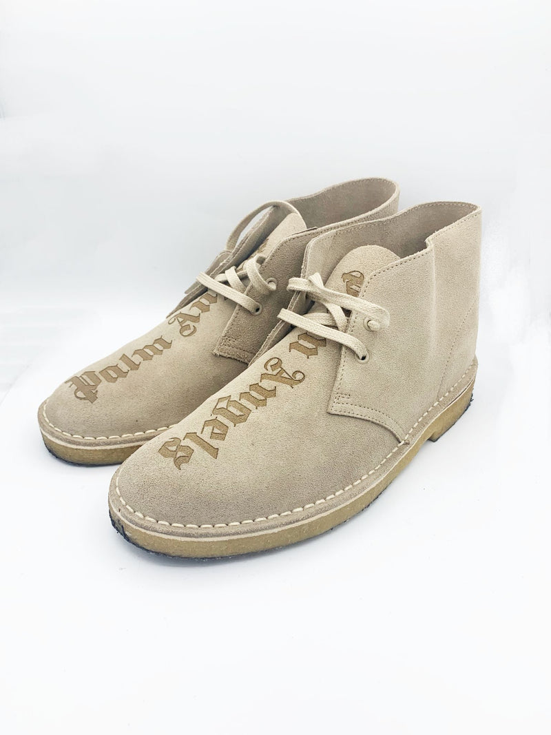 PRE LOVED - PALM ANGELS X CLARKS LOGO DESERT BOOTS - The Edit LDN