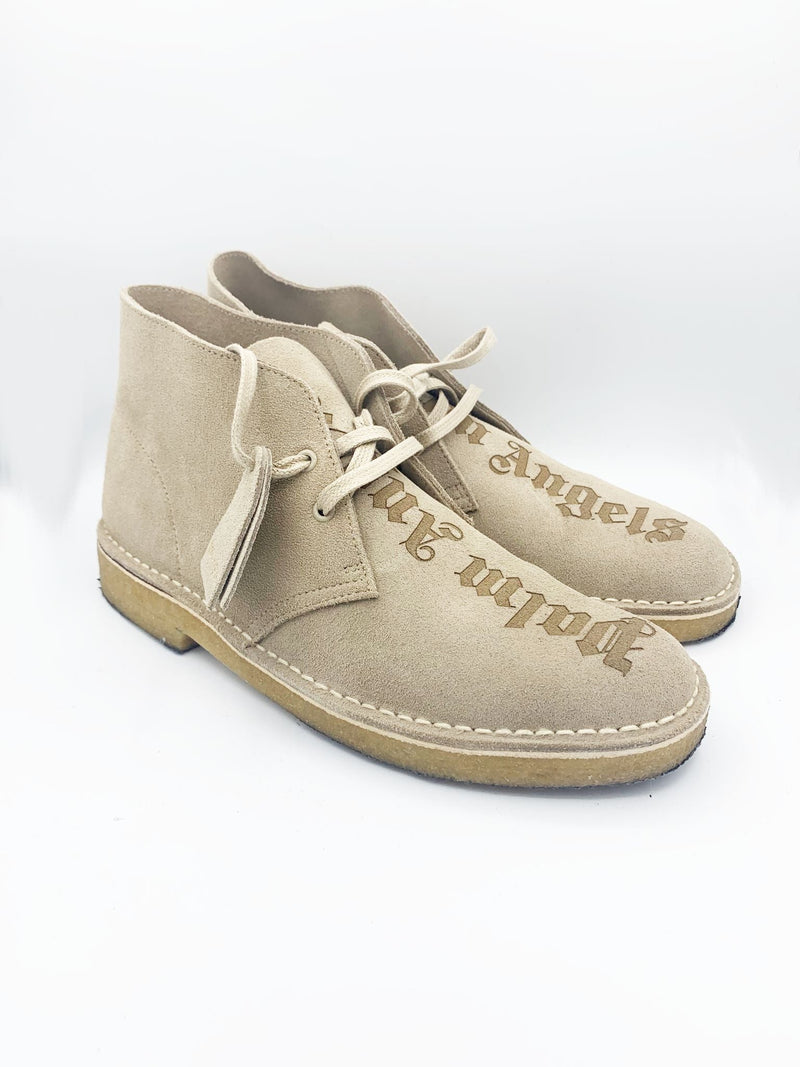 PRE LOVED - PALM ANGELS X CLARKS LOGO DESERT BOOTS - The Edit LDN
