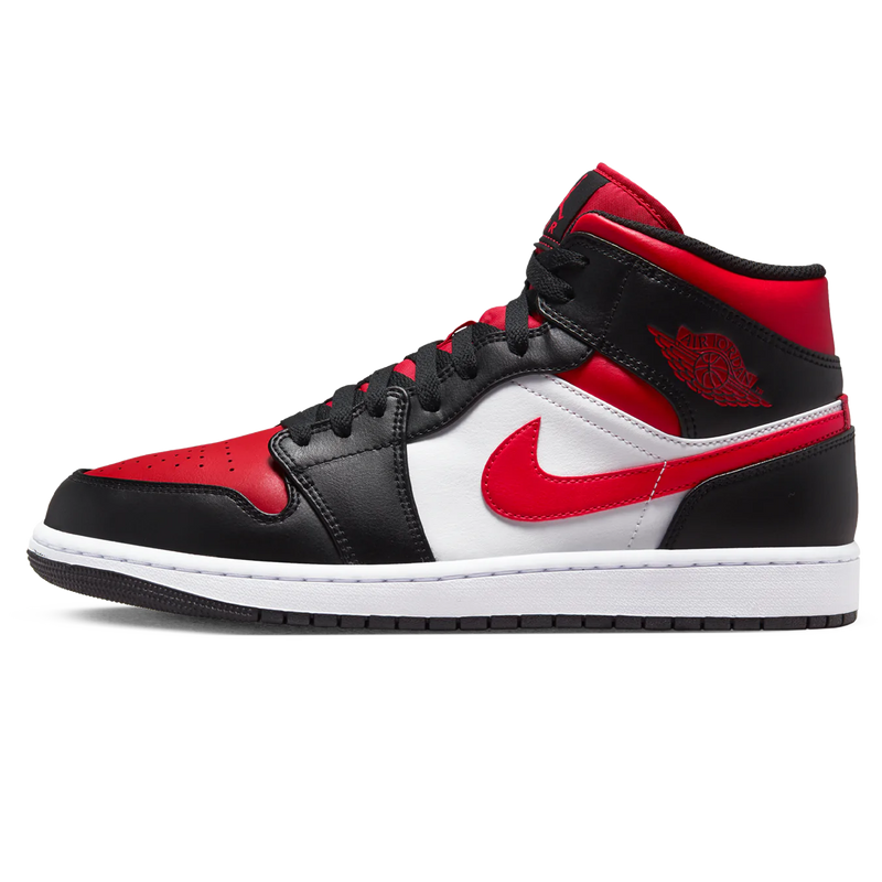 JORDAN 1 MID NEGRO ROJO FUEGO (GS)
