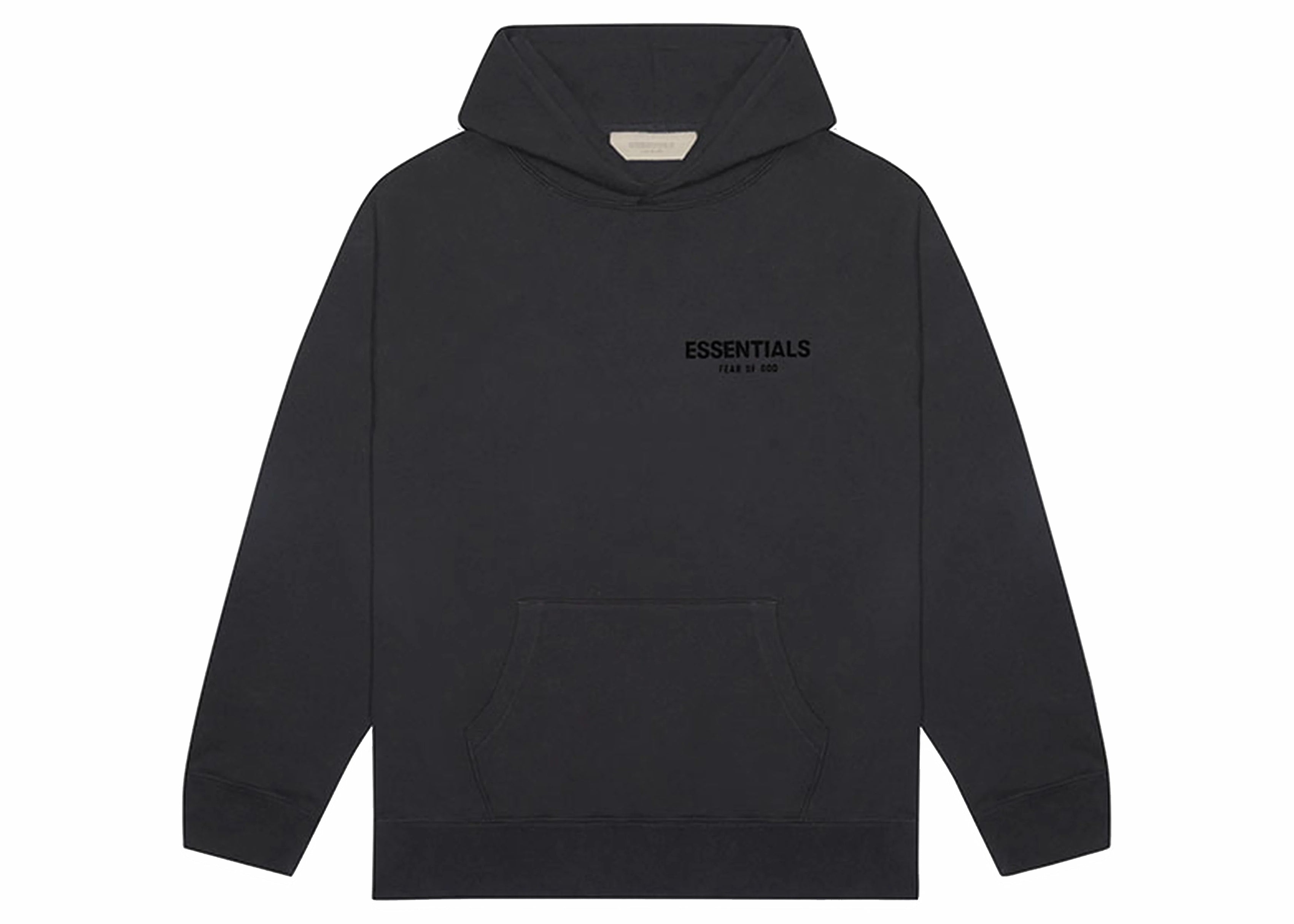 FEAR OF GOD ESSENTIALS PULLOVER CHEST LOGO HOODIE STRETCH LIMO/BLACK