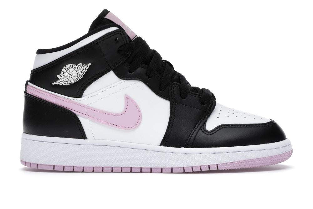 JORDAN 1 MID WHITE BLACK LIGHT ARCTIC PINK (GS) - The Edit LDN