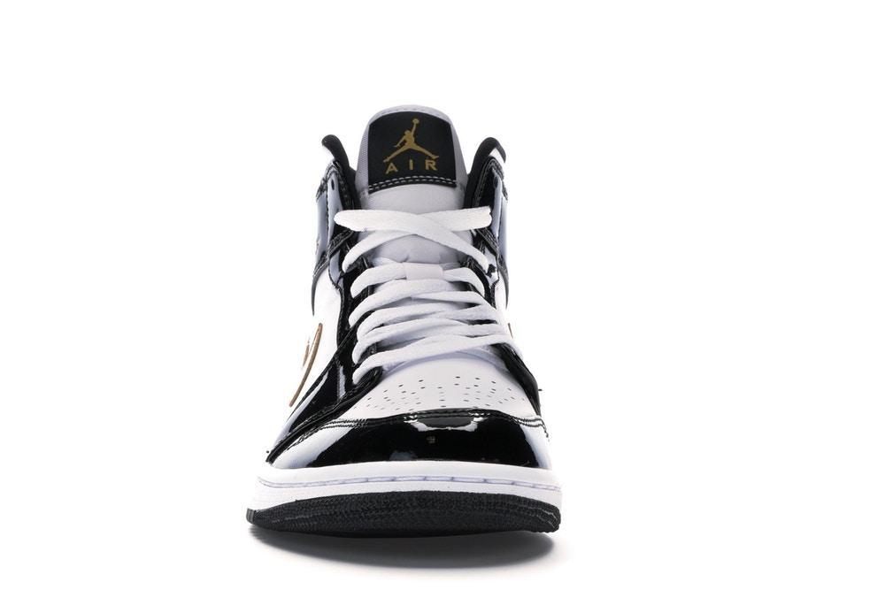 JORDAN 1 MID PATENT BLACK WHITE GOLD (M) - The Edit LDN
