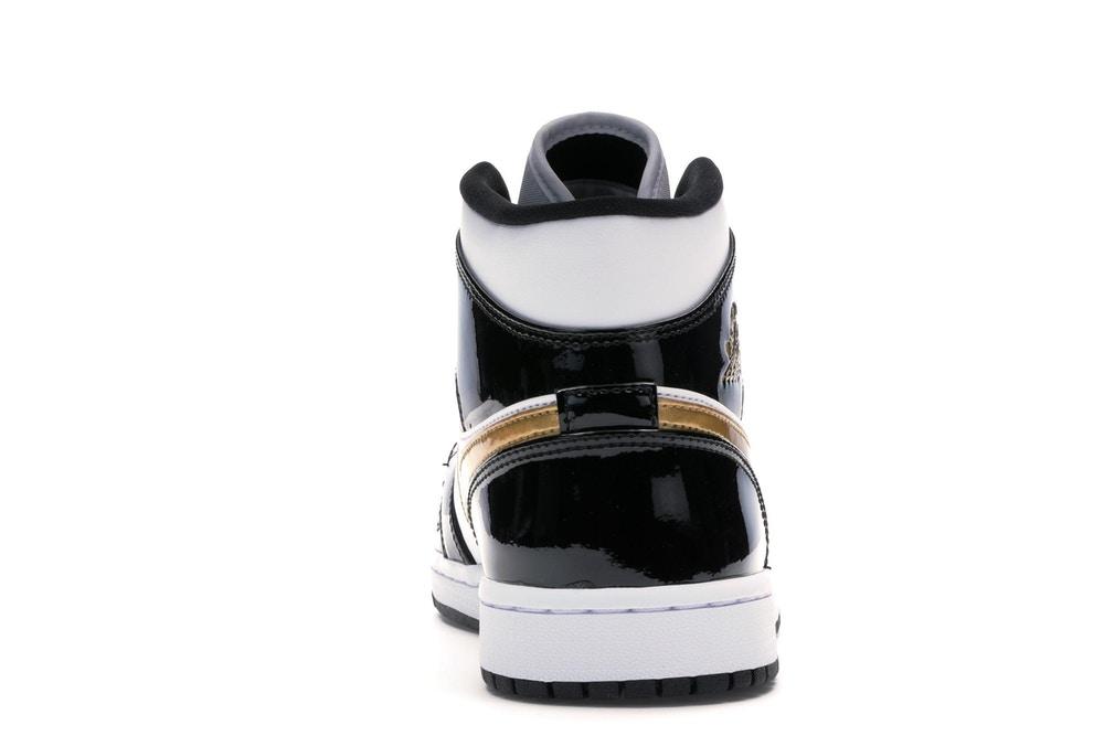 JORDAN 1 MID PATENT BLACK WHITE GOLD (M) - The Edit LDN
