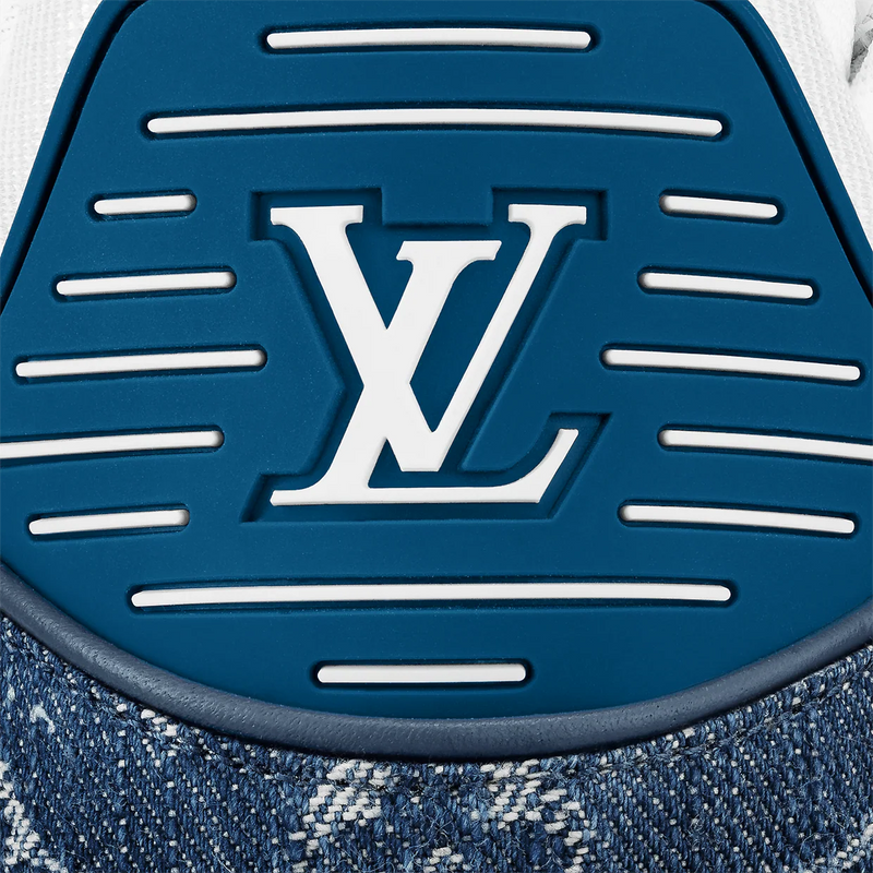 Luxury Louis Vuitton LV Trainer Monogram Denim White Blue